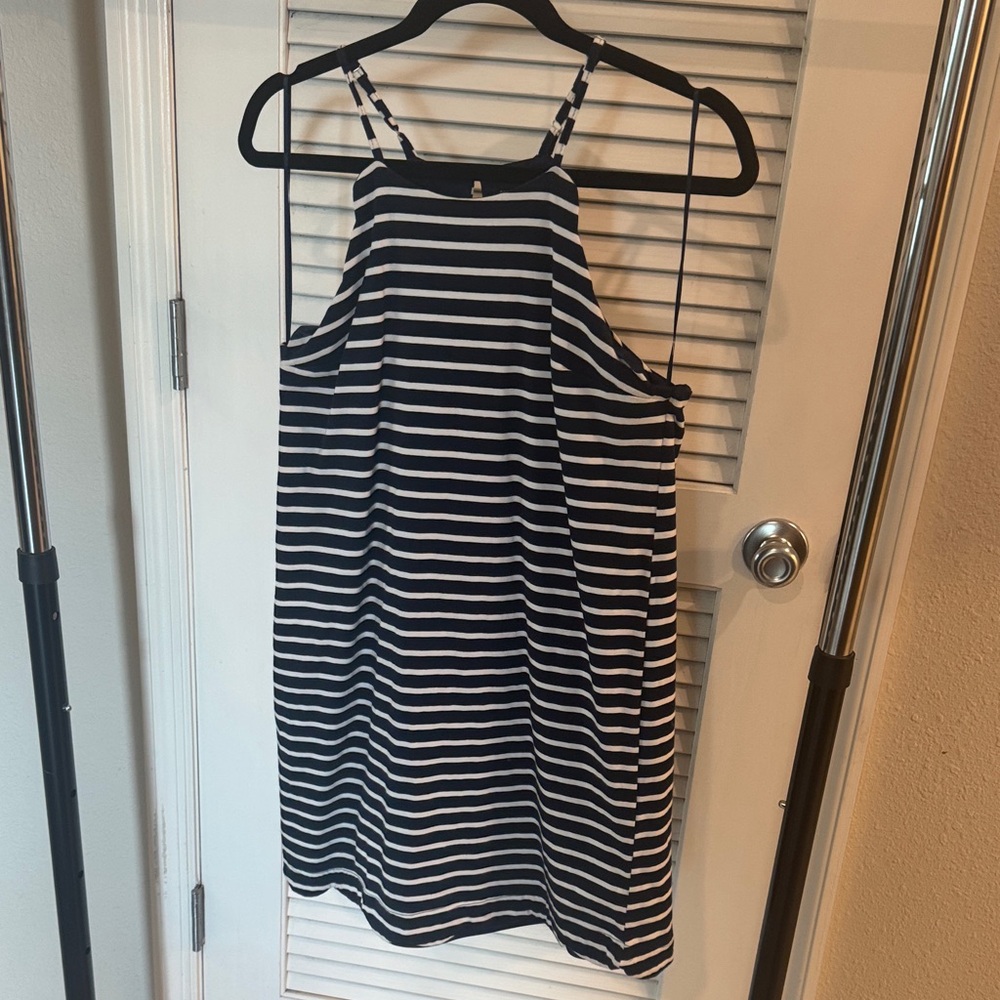 Papermoon Navy and White Striped Midi Dress
